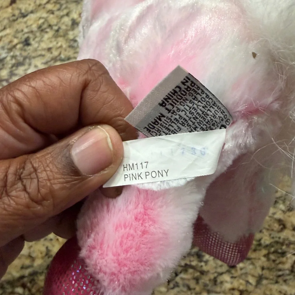 Ganz Webkinz Pink Pony Plush Stuffed Animal HM117 White Mane Tinsel  NO CODE